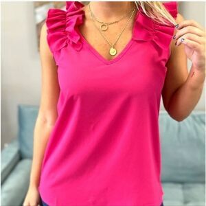 FUSCHIA RUFFLE TOP (RESERVED)